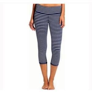 Athleta‎ Small Capri Chaturanga Blue & White Striped Leggings